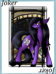 Size: 891x1174 | Tagged: safe, artist:brainiac, derpibooru import, oc, oc:brainiac, unofficial characters only, earth pony, pony, full body, joker, library, long hair, male, playing card, solo, stallion