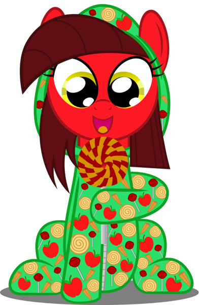 Size: 3000x4545 | Tagged: artist:spellboundcanvas, candy, cute, derpibooru import, food, footed sleeper, lollipop, oc, oc:cinnamon pop, onesie, safe, solo, unofficial characters only