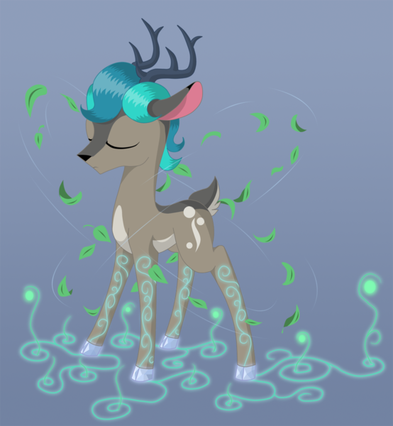 Size: 1000x1084 | Tagged: artist:sirzi, deer, deer magic, deer oc, derpibooru import, magic, oc, oc:stemlet mind, original species, safe, solo, unofficial characters only, vitrung