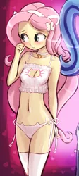 Size: 457x1019 | Tagged: suggestive, artist:lumineko, derpibooru import, fluttershy, sonata dusk, equestria girls, adorasexy, bell, bell collar, belly button, blushing, boob window, bra, breasts, cat ears, cat keyhole bra set, cat lingerie, cleavage, clothes, collar, crop top bra, cropped, cute, delicious flat chest, female, flattershy, fluttercat, frilly underwear, lingerie, panties, sexy, shyabetes, side knot underwear, underwear, white underwear