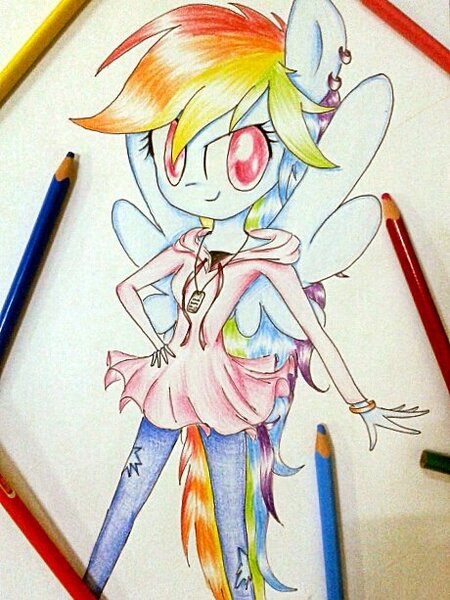 Size: 460x613 | Tagged: safe, artist:liaaqila, derpibooru import, rainbow dash, anthro, awesome, clothes, colourful, cute, dashabetes, hoodie, jeans, pants, pony ears, rainbow dash always dresses in style, solo