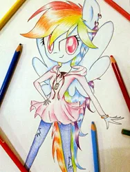 Size: 460x613 | Tagged: safe, artist:liaaqila, derpibooru import, rainbow dash, anthro, awesome, clothes, colourful, cute, dashabetes, hoodie, jeans, pants, pony ears, rainbow dash always dresses in style, solo