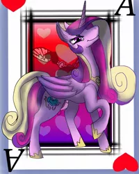 Size: 891x1114 | Tagged: ace of hearts, artist:brainiac, derpibooru import, playing card, princess cadance, safe, solo