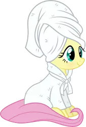 Size: 4083x6000 | Tagged: absurd resolution, artist:slb94, bathrobe, blushing, clothes, cute, derpibooru import, fluttershy, robe, safe, shyabetes, simple background, sitting, smiling, solo, transparent background, vector