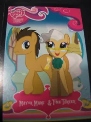 Size: 675x900 | Tagged: safe, derpibooru import, doctor whooves, mayor mare, time turner, pony, irl, male, photo, stallion, tcg, trading card