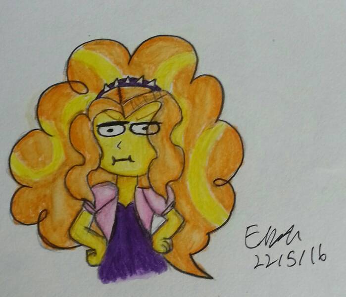 Size: 1791x1537 | Tagged: safe, artist:lizzyisme, derpibooru import, adagio dazzle, equestria girls, angry, solo, traditional art