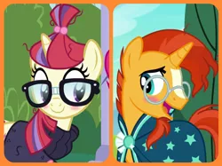 Size: 1023x767 | Tagged: blushing, cute, derpibooru import, glasses, moondancer, nerd, safe, shipping, smiling, spectacles, sunburst, sundancer, wizard