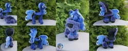 Size: 2480x1000 | Tagged: artist:essorille, boots, clothes, coat, derpibooru import, irl, photo, plushie, princess luna, safe, solo, winter outfit