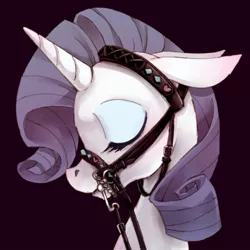 Size: 932x932 | Tagged: artist:kolshica, bit, bridle, derpibooru import, eyes closed, floppy ears, rarity, reins, safe, solo