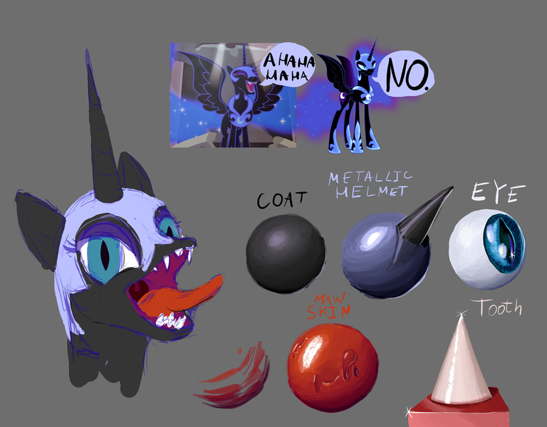 Size: 3200x2500 | Tagged: safe, artist:xbi, derpibooru import, nightmare moon, pony, context is for the weak, drawing, open mouth, sketch, sphere