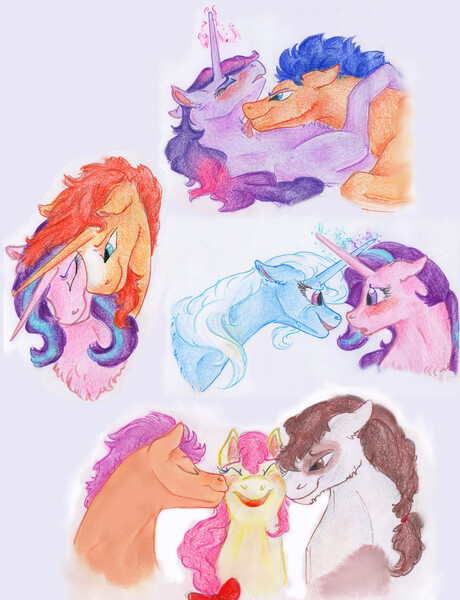 Size: 4763x6215 | Tagged: suggestive, artist:dawn22eagle, derpibooru import, apple bloom, flash sentry, pipsqueak, starlight glimmer, sunburst, tender taps, trixie, twilight sparkle, twilight sparkle (alicorn), alicorn, horse, pony, absurd resolution, bedroom eyes, bisexual, blushing, crying, cuddling, cute, eye contact, eyes closed, female, flashlight, floppy ears, fluffy, gay, hornboner, horns are touching, horsified, kissing, lesbian, licking, magic, male, moaning, neck nuzzle, nuzzling, on back, open mouth, pipbloom, polyamory, shipping, smiling, snuggling, starburst, startrix, startrixburst, straight, tenderbloom, tenderbloomsqueak, tongue out