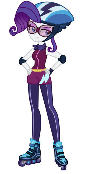 Size: 1800x3500 | Tagged: safe, artist:mixiepie, derpibooru import, rarity, equestria girls, friendship games, alternate universe, clothes, crystal prep academy, crystal prep shadowbolts, elbow pads, fingerless gloves, glasses, gloves, hand on hip, helmet, roller skates, simple background, solo, transparent background, vector