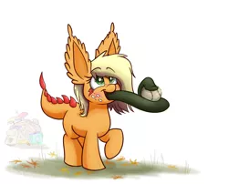 Size: 1300x1050 | Tagged: applejack, artist:heir-of-rick, baseball, blushing, cute, derpibooru import, filly, monster pony, original species, safe, solo, species swap, tatzlbetes, tatzljack, tatzlpony, tentacles, tentacle tongue