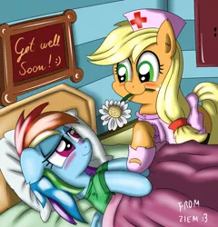 Size: 1200x1250 | Tagged: safe, artist:ziemniax, derpibooru import, applejack, rainbow dash, appledash, female, lesbian, nurse, shipping