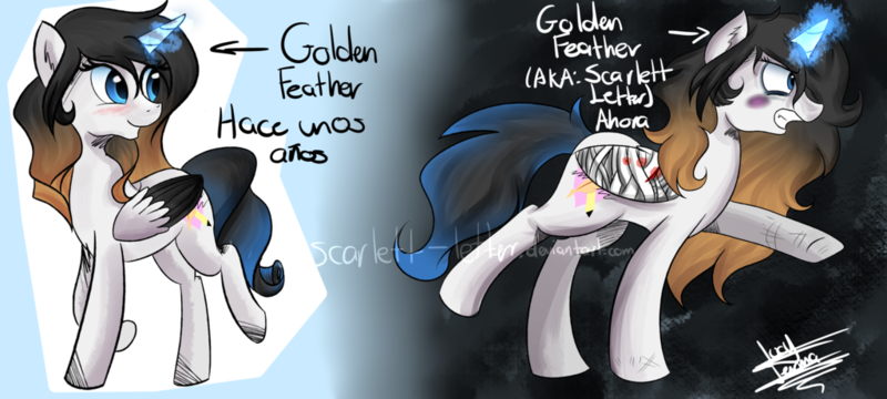 Size: 1024x461 | Tagged: safe, artist:scarlett-letter, derpibooru import, oc, oc:scarlett letter, unofficial characters only, alicorn, pony, alicorn oc, injured