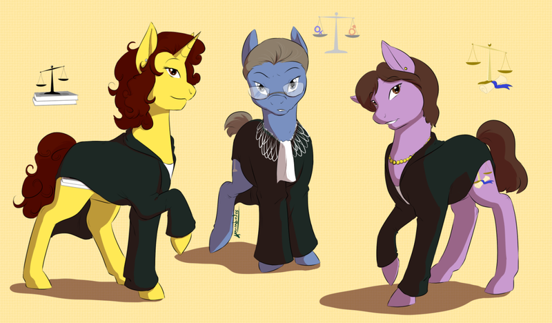 Size: 1280x748 | Tagged: safe, artist:kourabiedes, derpibooru import, ponified, elena kagan, ruth bader ginsburg, sonia sotomayor, supreme court