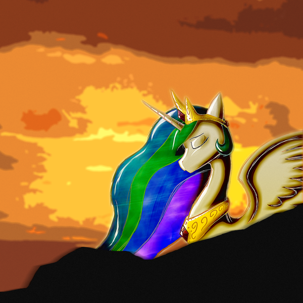 Size: 3000x3000 | Tagged: artist:dmann892, bust, derpibooru import, portrait, princess celestia, safe, solo, sunset