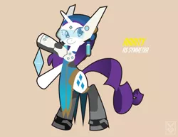 Size: 3300x2550 | Tagged: amputee, artist:inspectornills, clothes, costume, crossover, cyborg, derpibooru import, overwatch, prosthetic limb, prosthetics, rarity, safe, solo, symmetra