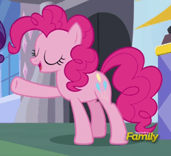 Size: 546x497 | Tagged: safe, derpibooru import, screencap, pinkie pie, pony, spice up your life, animated, discovery family logo, loop