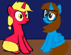 Size: 610x473 | Tagged: safe, derpibooru import, oc, oc:apple blossom, oc:sandra garcia, unofficial characters only, alicorn, pony, 1000 hours in ms paint, alicorn oc, ms paint, sitting, surprised, wat, wide eyes, wut face