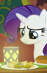 Size: 545x843 | Tagged: safe, derpibooru import, screencap, rarity, pony, spice up your life, discovery family logo, rarity looking at food, scrunchy face, solo