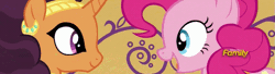 Size: 673x184 | Tagged: safe, derpibooru import, screencap, pinkie pie, saffron masala, pony, spice up your life, animated, cute, discovery family logo