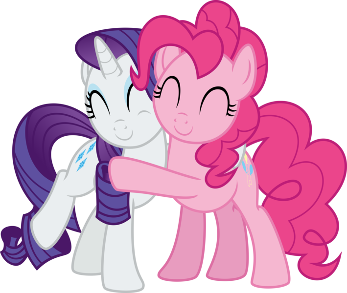 Size: 5459x4620 | Tagged: safe, artist:osipush, derpibooru import, pinkie pie, rarity, spice up your life, absurd resolution, cute, diapinkes, eyes closed, hug, simple background, transparent background, vector