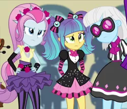 Size: 538x462 | Tagged: safe, derpibooru import, photo finish, pixel pizazz, violet blurr, equestria girls, rainbow rocks, the snapshots