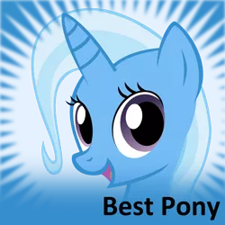 Size: 1024x1024 | Tagged: safe, artist:the smiling pony, derpibooru import, trixie, pony, unicorn, derpibooru, best pony, cute, diatrixes, female, looking at you, mare, meta, official spoiler image, open mouth, smiling, solo, spoilered image joke, trixie is best pony, truth