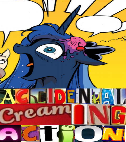 Size: 668x756 | Tagged: cake, caption, derpibooru import, edit, expand dong, exploitable meme, food, idw, idw micro series, kibitz, meme, princess luna, suggestive