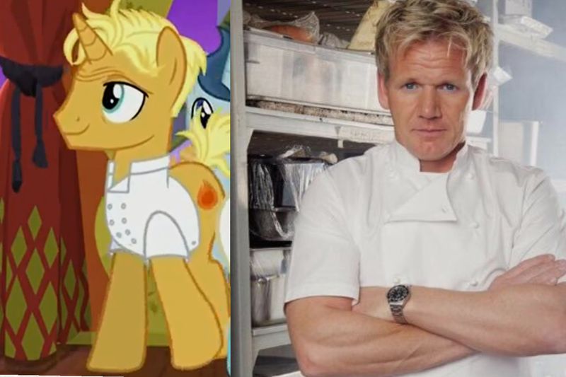 Size: 1542x1028 | Tagged: comparison, derpibooru import, edit, edited screencap, gordon ramsay, gourmand ramsay, human, irl, irl human, photo, ponified, safe, screencap, spice up your life