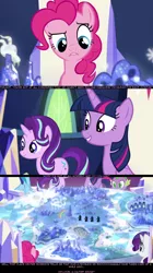 Size: 1280x2286 | Tagged: semi-grimdark, derpibooru import, edit, edited screencap, screencap, applejack, fluttershy, pinkie pie, rainbow dash, rarity, spike, starlight glimmer, twilight sparkle, twilight sparkle (alicorn), alicorn, earth pony, pony, unicorn, spice up your life, cutie map, friendship throne, mane seven, mane six, psyga's alternate pony scenes