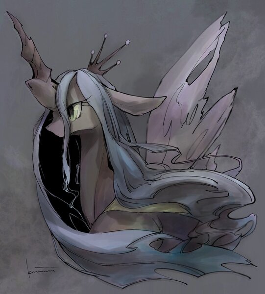 Size: 2000x2220 | Tagged: safe, artist:kuzumori, derpibooru import, queen chrysalis, solo