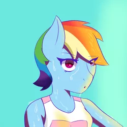 Size: 2000x2000 | Tagged: anthro, artist:phantomis000, clothes, derpibooru import, rainbow dash, safe, solo, sweat, tanktop