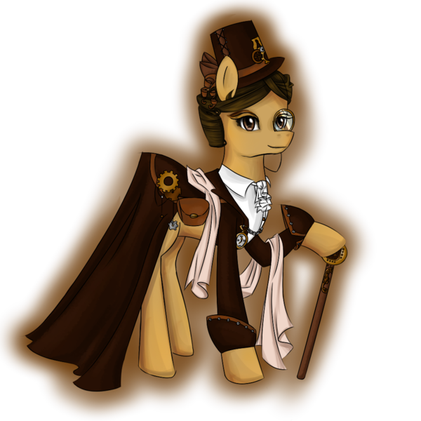 Size: 1000x1000 | Tagged: artist:yuntaoxd, bag, clothes, coat, derpibooru import, eyeliner, hat, makeup, monocle, monocle and top hat, oc, pocket watch, safe, short mane, simple background, solo, top hat, transparent background, unofficial characters only