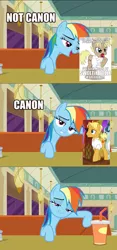 Size: 1015x2160 | Tagged: canon, comic drama, derpibooru import, edit, edited screencap, gordon ramsay, gourmand ramsay, idw canon drama, idw drama, implied sweetie belle, las pegasus resident, meme, polo play, rainbow dash, safe, screencap, spice up your life, text, the saddle row review