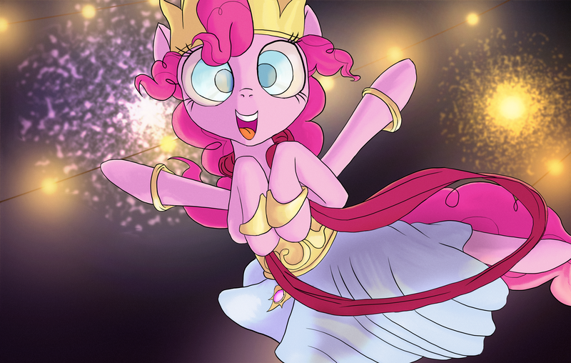 Size: 3780x2400 | Tagged: artist:aaronmk, derpibooru import, diwali, fireworks, hinduism, multiple arms, pinkie pie, pinkie pie is god, religion, safe, smiling, solo