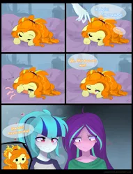 Size: 1980x2595 | Tagged: safe, artist:jankrys00, derpibooru import, adagio dazzle, aria blaze, sonata dusk, ponified, equestria girls, rainbow rocks, adoragio, blushing, chibi, comic, crying, cute, dialogue, equestria girls ponified, the dazzlings, tiny ponies, yawn