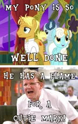 Size: 666x1056 | Tagged: caption, derpibooru import, edit, edited screencap, funny, gordon ramsay, gourmand ramsay, image macro, las pegasus resident, meme, polo play, ponified, pun, rule 85, safe, screencap, screenshots, season 6, serena, spice up your life