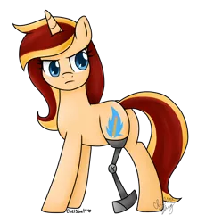 Size: 2500x2601 | Tagged: amputee, angry, artist:chelseaz123, cyborg, derpibooru import, not sunset shimmer, oc, plot, prosthetic limb, prosthetics, safe, solo, unofficial characters only