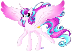 Size: 1754x1240 | Tagged: safe, artist:natsumi-nyan, derpibooru import, princess flurry heart, alicorn, pony, cute, female, flurrybetes, mare, older, older flurry heart, simple background, solo, spread wings, transparent background