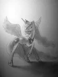 Size: 2448x3264 | Tagged: artist:murphylaw4me, derpibooru import, grayscale, monochrome, princess luna, safe, solo