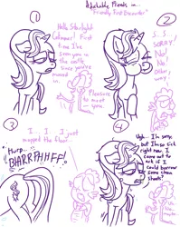 Size: 1280x1611 | Tagged: safe, artist:adorkabletwilightandfriends, derpibooru import, spike, starlight glimmer, pony, comic:adorkable twilight and friends, adorkable friends, comic, cute, faceful of ass, flu, friendship, greetings, humor, lineart, plot, sick, slice of life, vomit