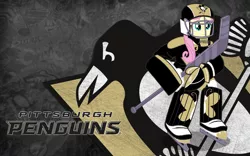 Size: 1280x800 | Tagged: safe, artist:spartan-45, derpibooru import, fluttershy, equestria girls, fluttershy the goalie, goalie, hockey, hockey mask, ice hockey, nhl, pittsburgh penguins, solo, stanley cup