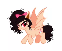 Size: 1196x976 | Tagged: safe, artist:obeliskgirljohanny, derpibooru import, oc, oc:cereza, unofficial characters only, bat pony, pony, vampire, vampire fruit bat, base used, bow, cutie mark, fangs, hair bow, looking at you, messy mane, solo