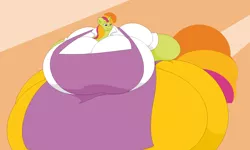 Size: 2326x1391 | Tagged: anthro, apron, artist:two-ton-neko, ass, bedroom eyes, belly, big belly, big breasts, breasts, busty sweetcream scoops, clothes, derpibooru import, fat, female, giantess, huge belly, huge breasts, huge butt, impossibly large belly, impossibly large breasts, impossibly large butt, impossibly wide hips, large belly, large butt, macro, solo, solo female, suggestive, sweetcream scoops, thunder thighs, wide hips