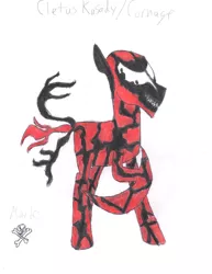 Size: 3060x3960 | Tagged: artist:aridne, carnage, derpibooru import, marvel comics, ponified, safe, solo, traditional art