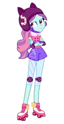 Size: 1800x3500 | Tagged: safe, artist:mixiepie, derpibooru import, sunny flare, equestria girls, friendship games, alternate universe, clothes, crossed arms, elbow pads, helmet, knee pads, roller skates, simple background, solo, strapon, transparent background