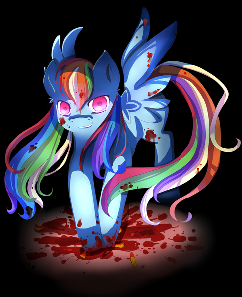 Size: 1000x1230 | Tagged: artist:nothing-here-to-do, blood, derpibooru import, fanfic:rainbow factory, grimdark, rainbow dash, solo