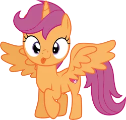 Size: 1952x1858 | Tagged: safe, artist:cloudyglow, derpibooru import, scootaloo, alicorn, pony, scootacorn, simple background, solo, tongue out, transparent background, vector